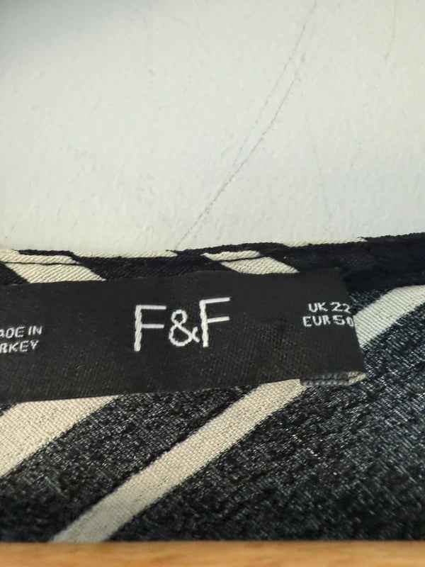 F&F Black and Cream Striped Dress, photo 3 of 3