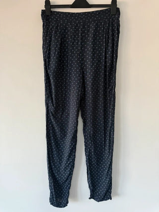 Marks and Spencer’s Navy Blue Patterned Trousers Size 10 Long, preloved