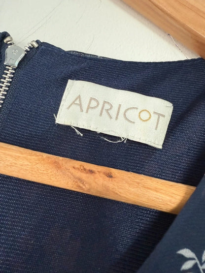 Apricot Navy Blue Floral Patterned Dress, photo 3 of 5