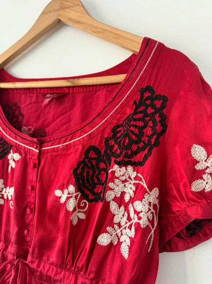 Monsoon Y2K Embroidered Red Silk Blend Blouse – UK 16, photo 4 of 5
