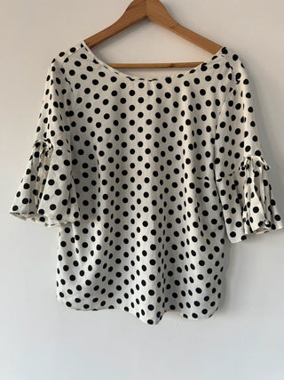 White and Black Spotty Blouse, preloved