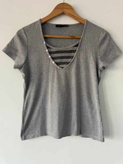 Laura Ashley Grey Cotton Y2K T-Shirt – UK 12, preloved