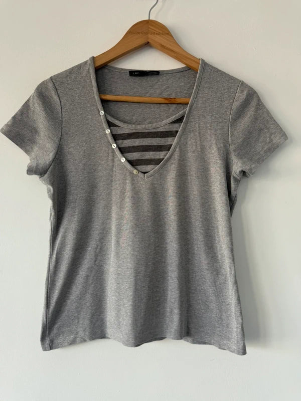 Laura Ashley Grey Cotton Y2K T-Shirt – UK 12, photo 2 of 5