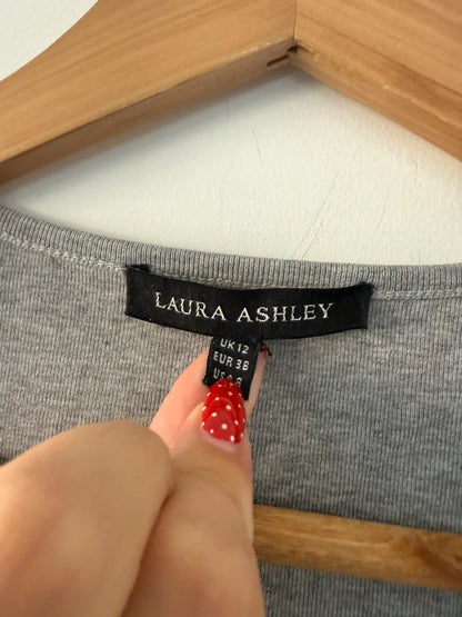 Laura Ashley Grey Cotton Y2K T-Shirt – UK 12, photo 4 of 5