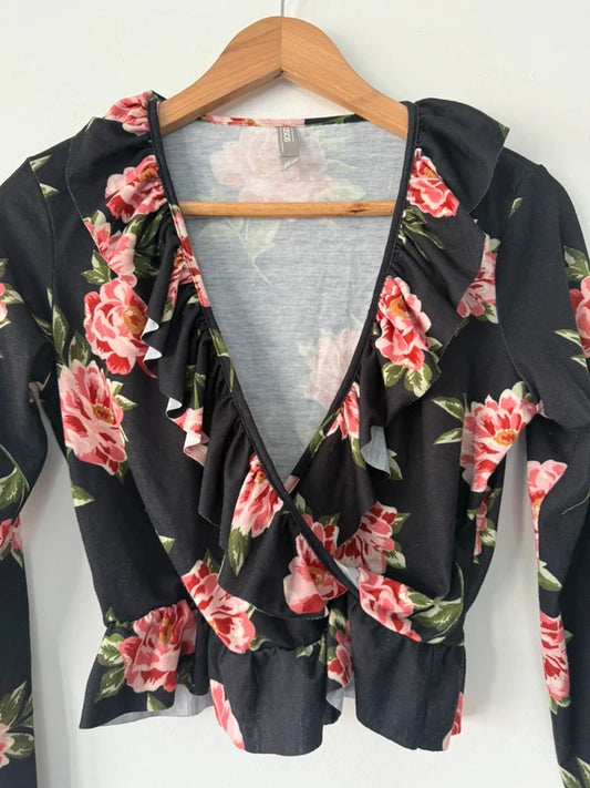 ASOS Black and Floral Filled Crop Top, photo 2 of 5
