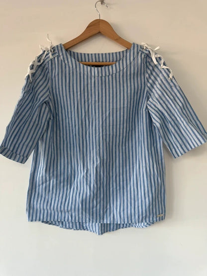 U.S Polo Striped Blue Shirt Blouse, preloved