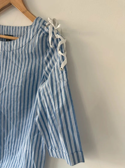 U.S Polo Striped Blue Shirt Blouse, photo 2 of 5