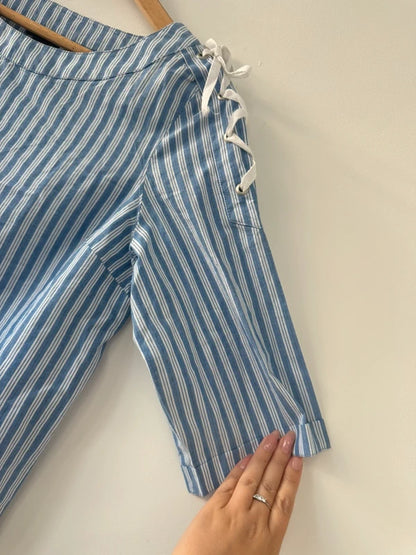 U.S Polo Striped Blue Shirt Blouse, photo 3 of 5