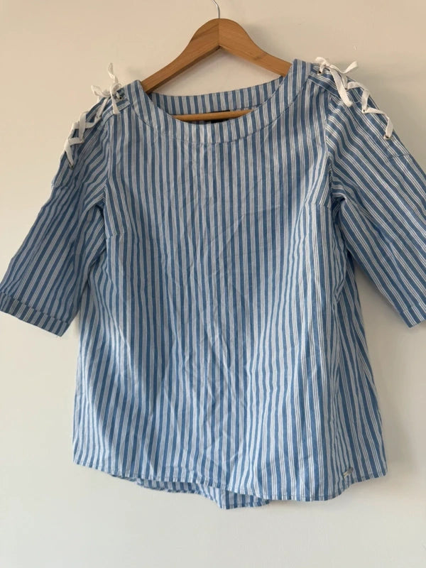 U.S Polo Striped Blue Shirt Blouse, photo 5 of 5