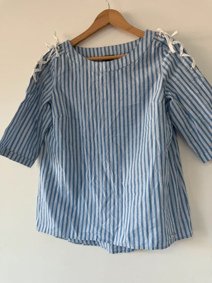 U.S Polo Striped Blue Shirt Blouse, photo 5 of 5