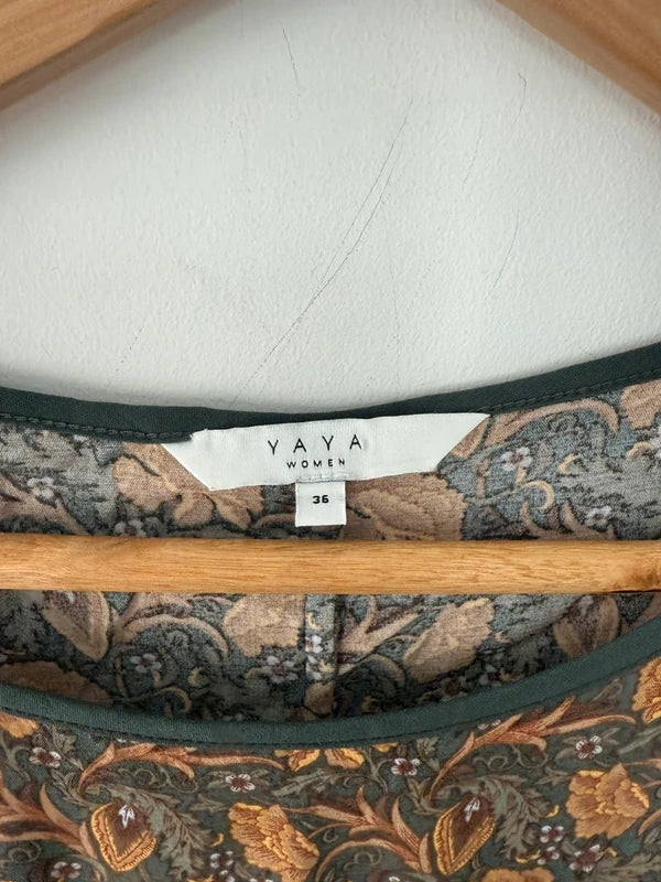 Yaya Paisley Patterned Green Orange Blouse, photo 2 of 5