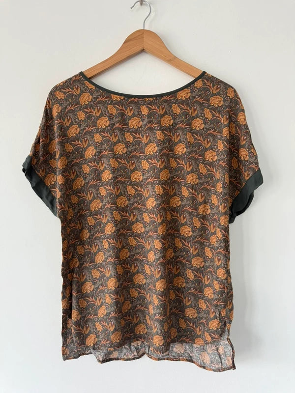 Yaya Paisley Patterned Green Orange Blouse, photo 3 of 5