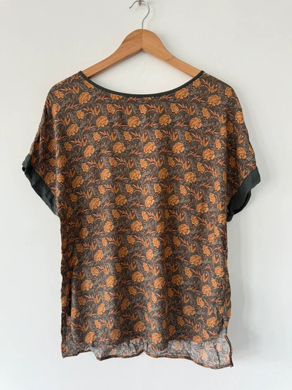 Yaya Paisley Patterned Green Orange Blouse, photo 3 of 5