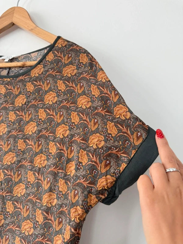 Yaya Paisley Patterned Green Orange Blouse, photo 4 of 5