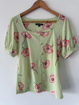 Bonmarche Green Floral Summer Top, preloved