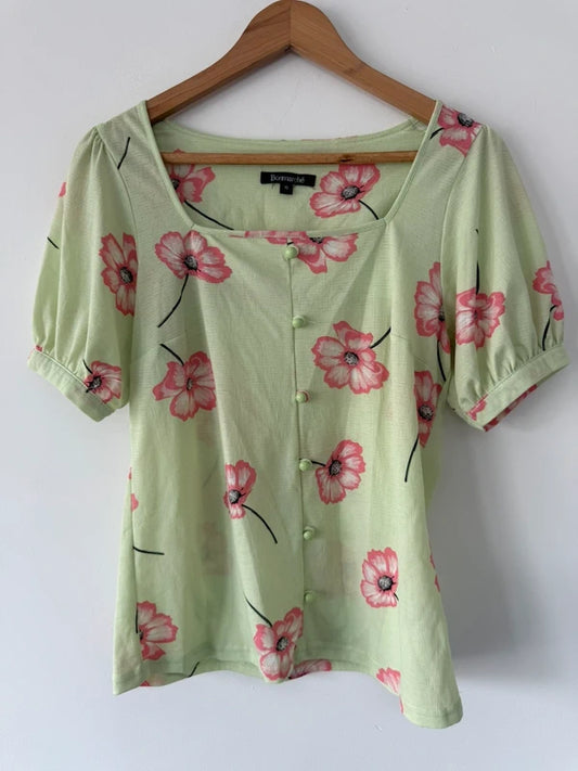 Bonmarche Green Floral Summer Top, preloved