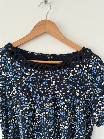 Spirit Navy Blue Floral Detailed Collared Top, photo 2 of 5
