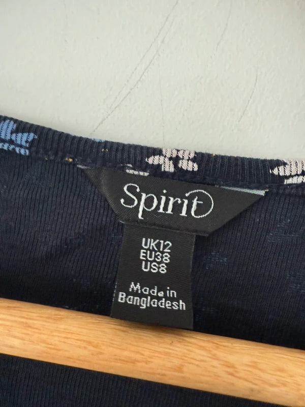 Spirit Navy Blue Floral Detailed Collared Top, photo 4 of 5