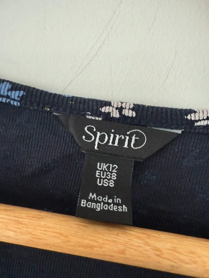 Spirit Navy Blue Floral Detailed Collared Top, photo 4 of 5