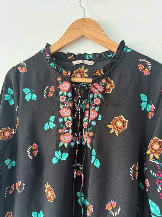 TU Black Floral Design Dress, photo 2 of 5