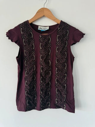 Monsoon Old Label Y2k Style Burgundy Lace Top, preloved