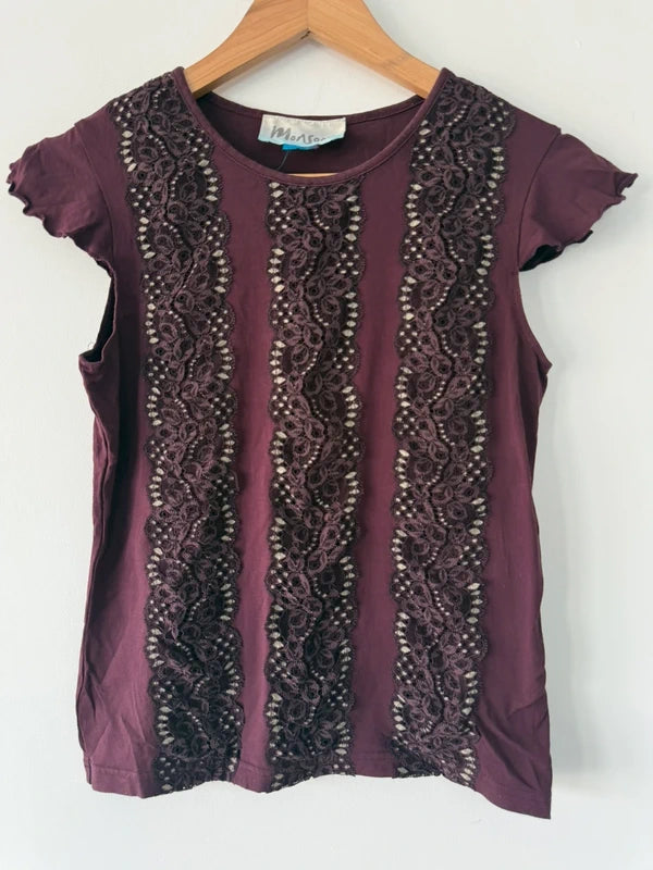 Monsoon Old Label Y2k Style Burgundy Lace Top, photo 2 of 4