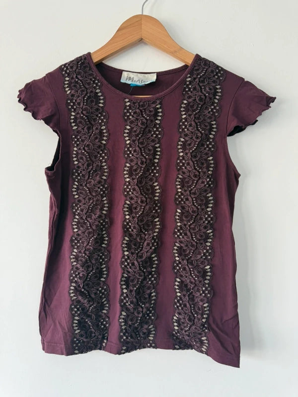 Monsoon Old Label Y2k Style Burgundy Lace Top, photo 4 of 4