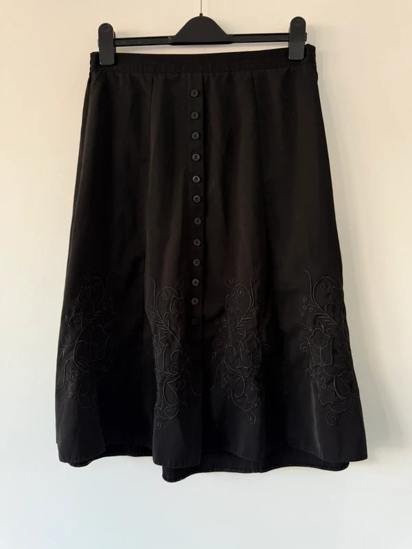 Libaas As Black Floral Long Skirt, preloved