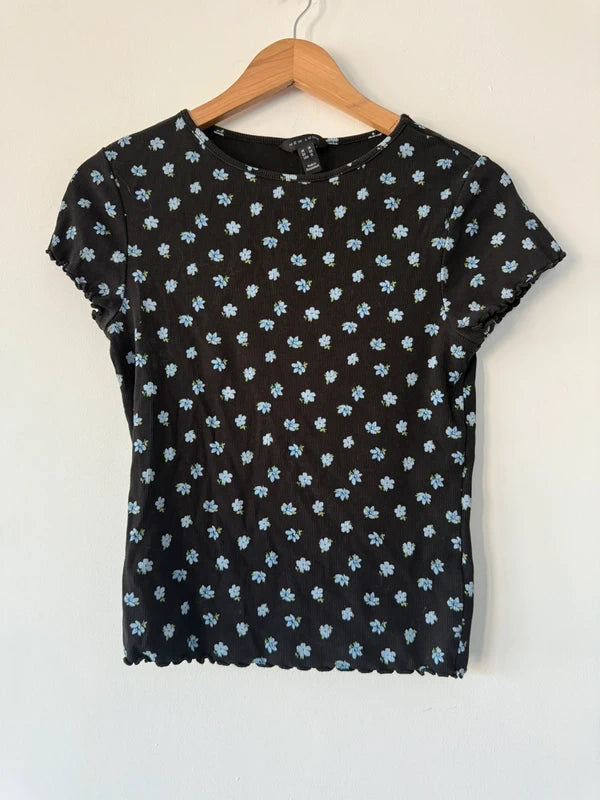 New Look Black and Blue Floral Top, preloved