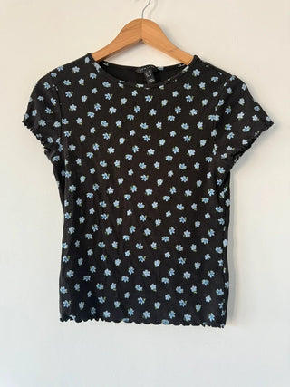New Look Black and Blue Floral Top, preloved