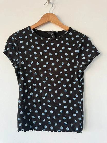 New Look Black and Blue Floral Top, photo 2 of 3