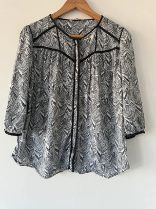 M&S Black and White Patterned Blouse, preloved