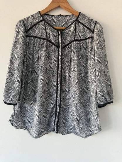 M&S Black and White Patterned Blouse, preloved