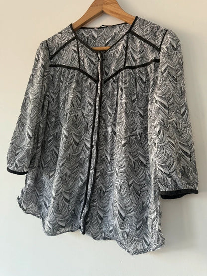 M&S Black and White Patterned Blouse, photo 2 of 5