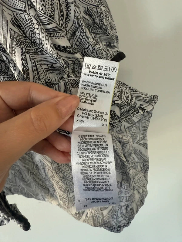 M&S Black and White Patterned Blouse, photo 5 of 5