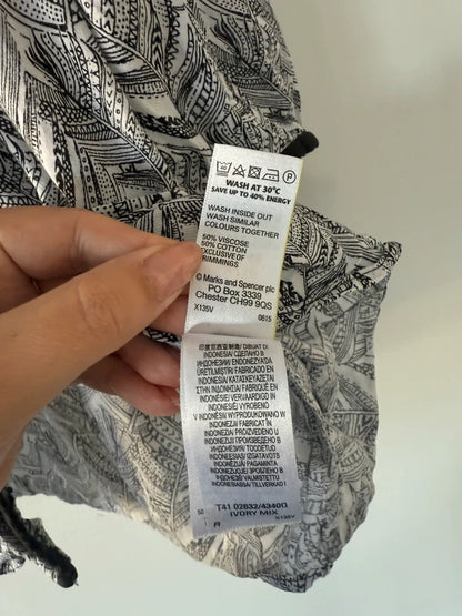 M&S Black and White Patterned Blouse, photo 5 of 5