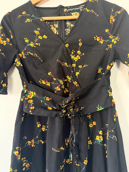 Pretty Little Thing Black and Yellow Floral Dress, photo 3 of 5