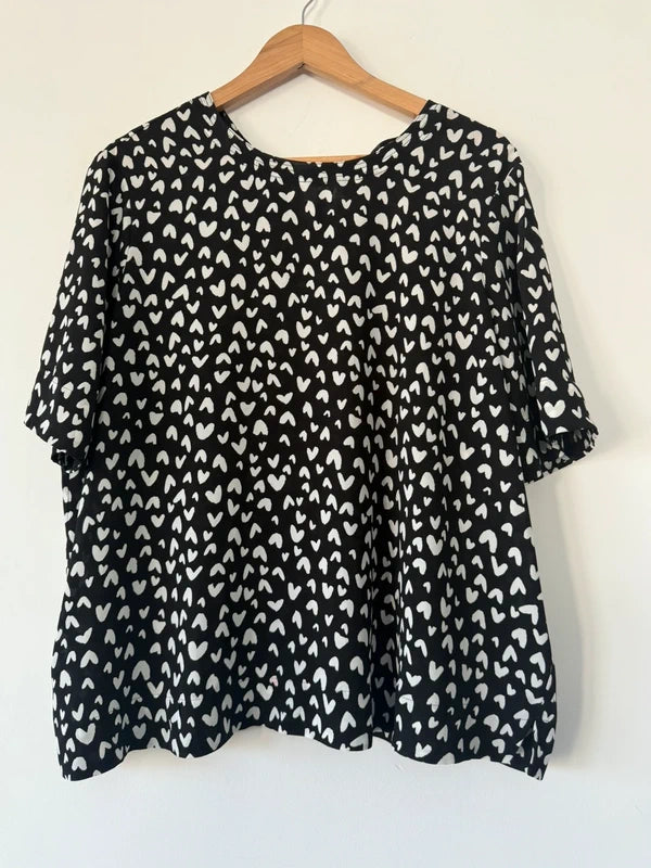 M&S Black and White Heart Print Blouse, photo 2 of 3