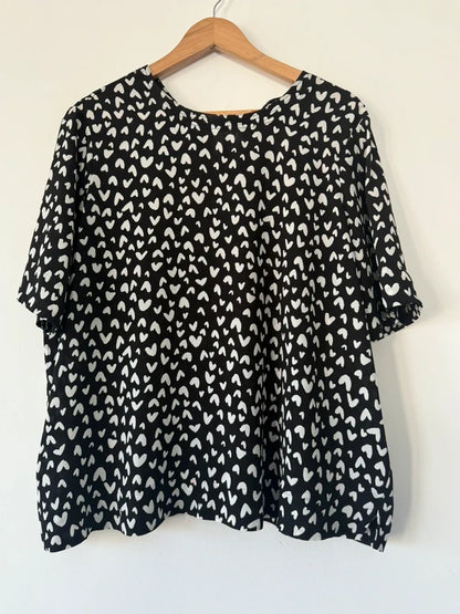 M&S Black and White Heart Print Blouse, photo 2 of 3