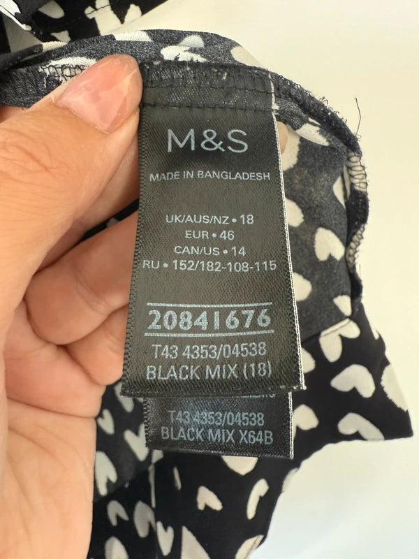 M&S Black and White Heart Print Blouse, photo 3 of 3