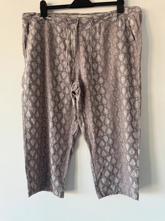 Next Linen Blend Patterned Trousers, preloved