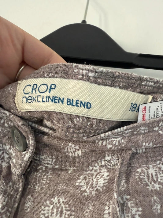 Next Linen Blend Patterned Trousers, photo 2 of 5
