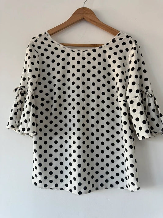 Polka Dot Blouse White and Black, preloved