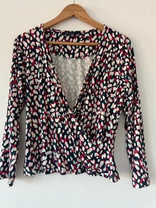 Crew Clothing Multi Colour Patterned Wrap Top, preloved