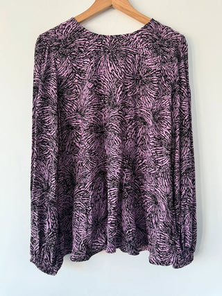 M&S Purple and Black Patterned Blouse, preloved
