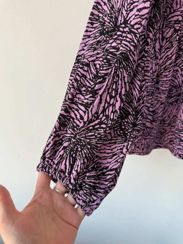 M&S Purple and Black Patterned Blouse, photo 2 of 5