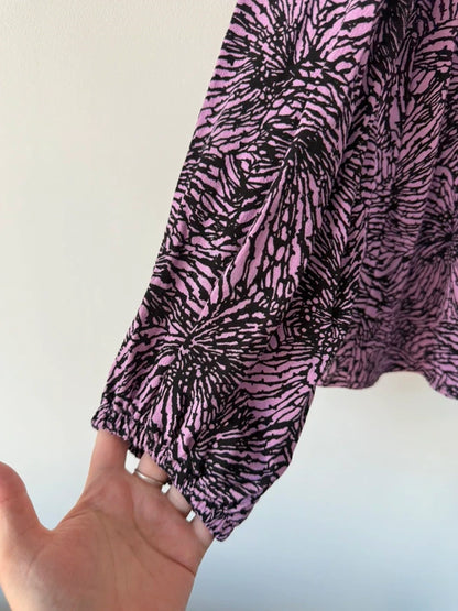 M&S Purple and Black Patterned Blouse, photo 2 of 5