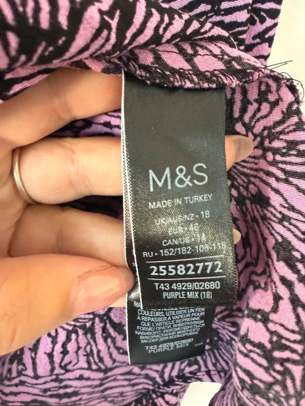 M&S Purple and Black Patterned Blouse, photo 3 of 5