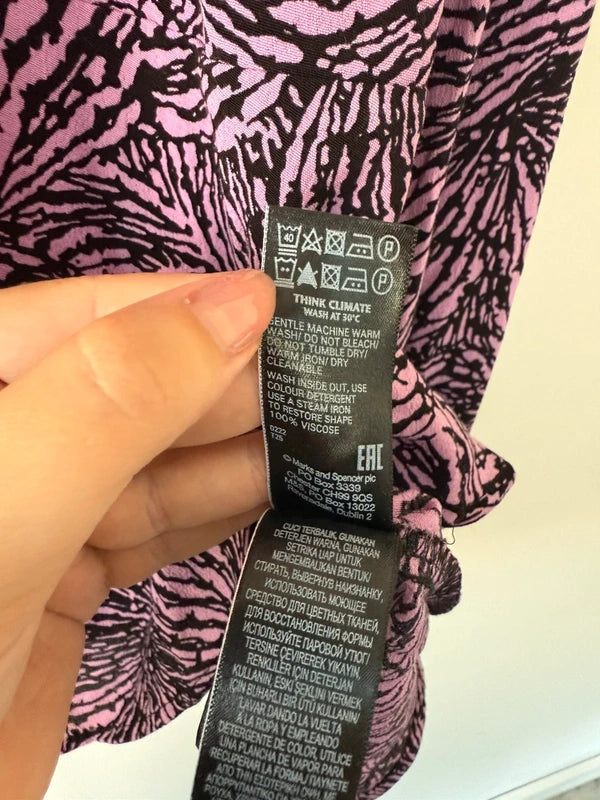 M&S Purple and Black Patterned Blouse, photo 4 of 5