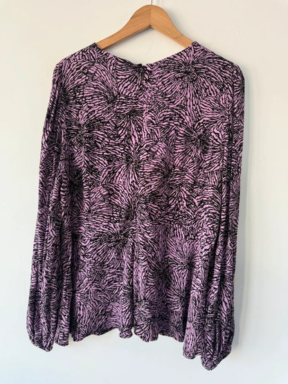 M&S Purple and Black Patterned Blouse, photo 5 of 5